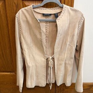 Ideology Beige Suede Tie Front Jacket Detailed Stitching, Beige, Size 6, GUC